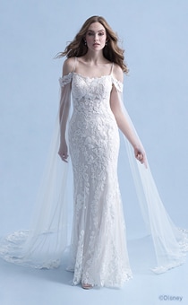A woman in the Rapunzel wedding gown from the 2021 Disney Fairy Tale Weddings Collection
