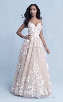 A woman in the Snow White wedding gown from the 2021 Disney Fairy Tale Weddings Collection