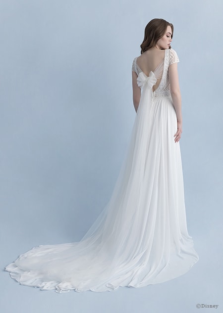 A back side view of a woman wearing the Rapunzel wedding gown from the 2020 Disney Fairy Tale Weddings 