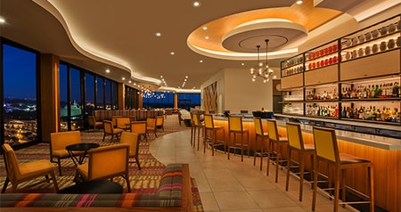 Seating area and bar at California Grill