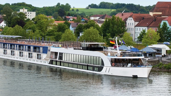 A river cruise ship on the Danube River