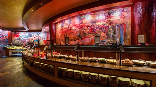 The buffet at Makahiki – The Bounty of the Islands at Aulani, A Disney Resort & Spa