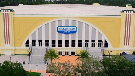 Front of the Advent Health Arena at Disney's Wide World of Sports Complex