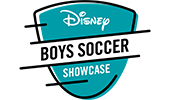 A shield shaped logo that reads Disney Boys Soccer Showcase