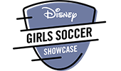 A shield shaped logo that reads Disney Girls Soccer Showcase