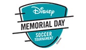 A shield shaped logo that reads Disney Memorial Day Soccer Tournament