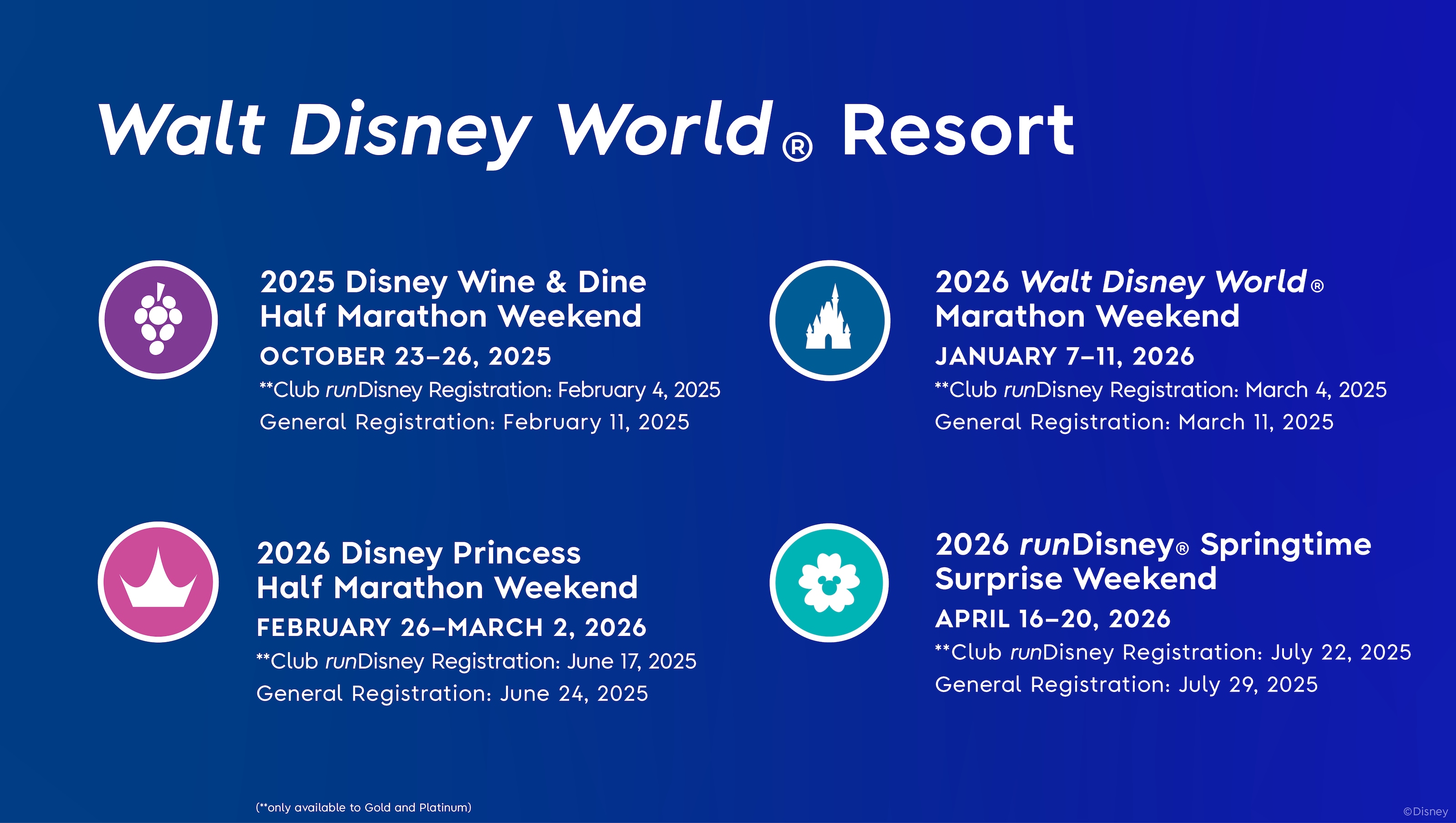 Rundisney Registration Club Rundisney Mid-year Door Calendar Blue